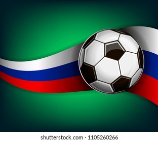 Illustration with soccer ball and flag of Russia