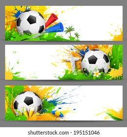 illustration of soccer ball in Football banner