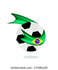An Illustration of A Soccer Ball or Football with A Brazil Flag of Brazil Championship , Isolated on A White Background. 