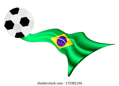 An Illustration of A Soccer Ball or Football on A Brazil Flag of Brazil Championship , Isolated on A White Background. 