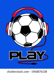 ILLUSTRATION OF SOCCER BALL WITH HEADPHONES