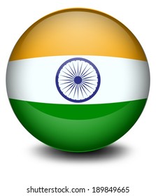 Illustration of a soccer ball with the Indian flag on a white background