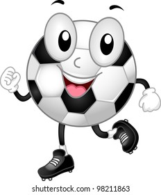 Illustration of a Soccer Ball Mascot Walking Happily