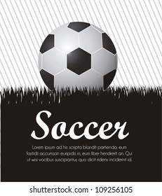 illustration of soccer ball on a background of green lines, vector illustration