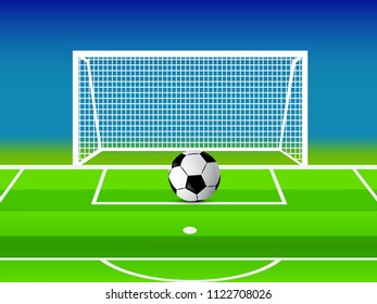 Illustration of soccer ball on stadium 