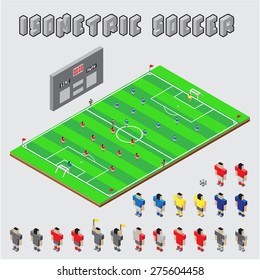 illustration of Soccer Field concept in isometric view