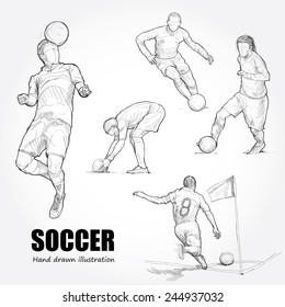 Illustration of Soccer. Hand drawn.