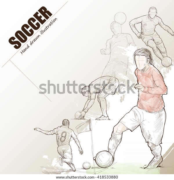 サッカーのイラスト 手書き サッカーのポスター スポーツの背景 のベクター画像素材 ロイヤリティフリー