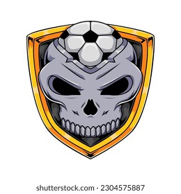Illustration of soccer human skull character sport team badge