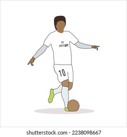 illustration of a soccer player about to kick the ball towards the goal