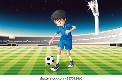 Illustration of a soccer player in a blue uniform