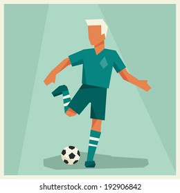 Illustration of soccer player in flat design style.