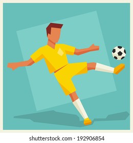 Illustration of soccer player in flat design style.