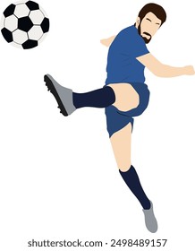 Illustration of a soccer player kicking the ball isolated on white background