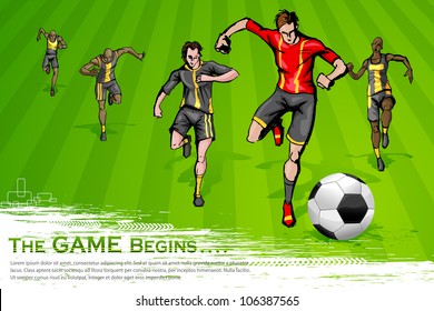 illustration of soccer player playing match on ground