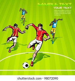 illustration of soccer player playing match on ground