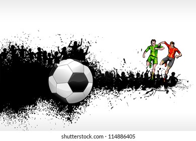 illustration of soccer player playing on grungy background