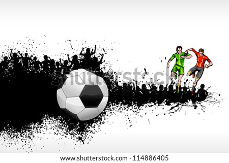 illustration of soccer player playing on grungy background