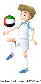 Ilustración de un futbolista de los EAU con fondo blanco