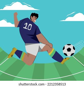 illustration of a soccer player wearing a Brazilian team uniform.