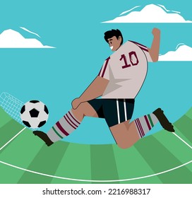 illustration of a soccer player wearing a mexican national team uniform.