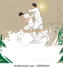 illustration of soccer players. soccer background design.