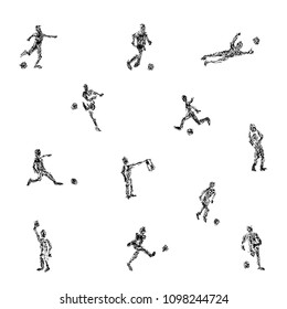 Illustration of soccer players drawn with crayons