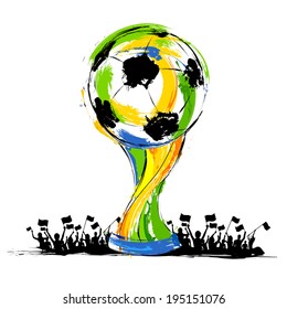 illustration of soccer trophy in Football background