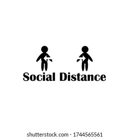 Illustration of social distance with black color and white background perfect for health logo