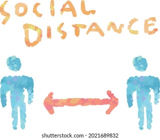 Illustration of social distance with soft touch