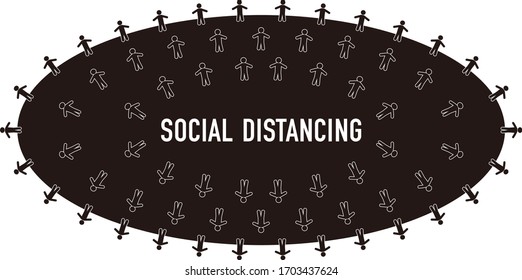 Ilustración de la distancia social (creada con datos vectoriales)