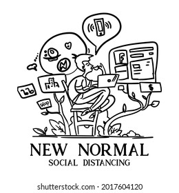 illustration social distancing design vector