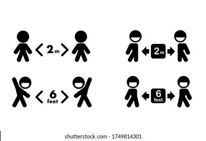 Illustration of Social Distancing Instruction Sign