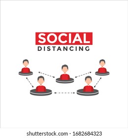 Illustration Social distancing, keep distance in public society people to protect from COVID-19 coronavirus outbreak spreading concept.