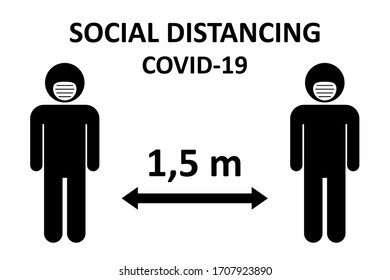 Illustration of social distancing, keep distance to protect from diseases.