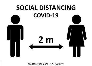 Ilustración del distanciamiento social, mantener la distancia para protegerse de las enfermedades.