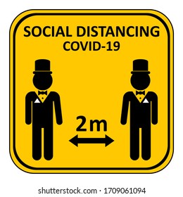 Illustration of social distancing, keep distance to protect from diseases.