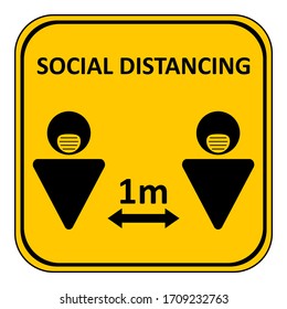 Illustration of social distancing, keep distance to protect from diseases.