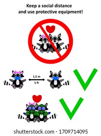 Ilustración del distanciamiento social, mantener la distancia para protegerse de las enfermedades.