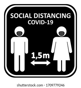 Illustration of social distancing, keep distance to protect from diseases.