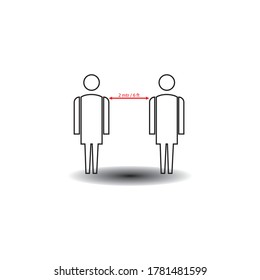 Illustration Social distancing, keep distance in public society people to protect from COVID-19 coronavirus outbreak spreading concept.
