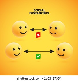 Ilustración para el distanciamiento social, vector 