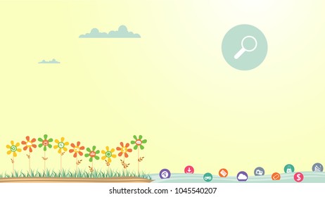 Illustration of social media is expanding, The same with flowers in full bloom in meadows.