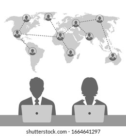 Illustration Social Media And Network Connection Map Concept. Computer People Social Network Illustration.