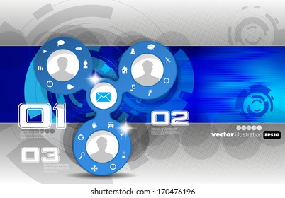 illustration of social media in technology background. Vector