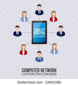 illustration of social networking and tablet connection, vector illustration
