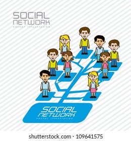 illustration of social networks with characters, vector illustration