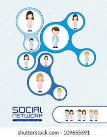illustration of social networks with characters, vector illustration