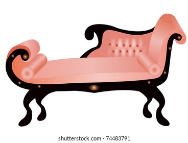 illustration sofa couch old insulated on white