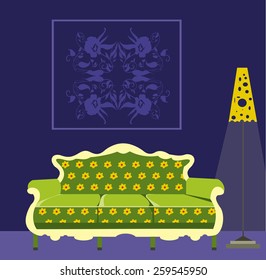 Illustration of the sofa with lamp